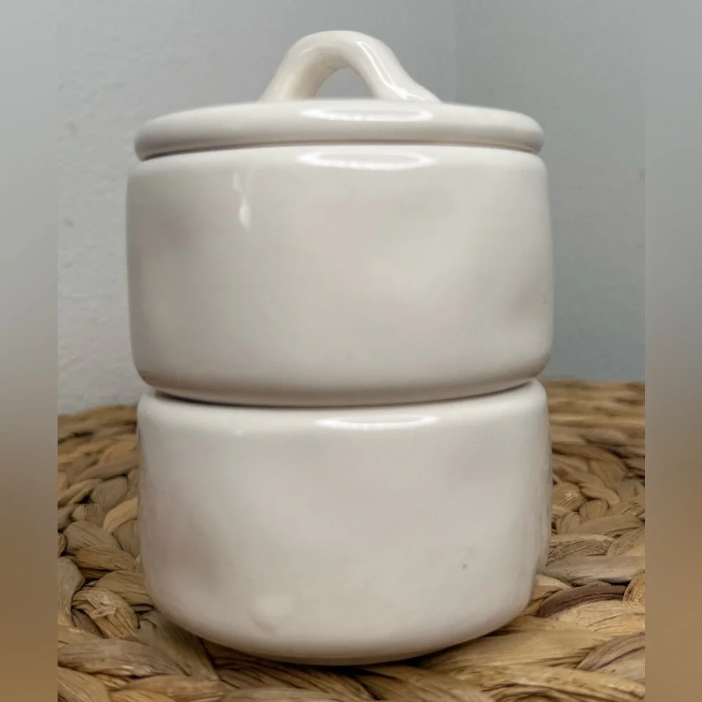 Rae Dunn Cellar Magenta Ceramic Salt and Pepper Set Cream Rustic Farmhouse